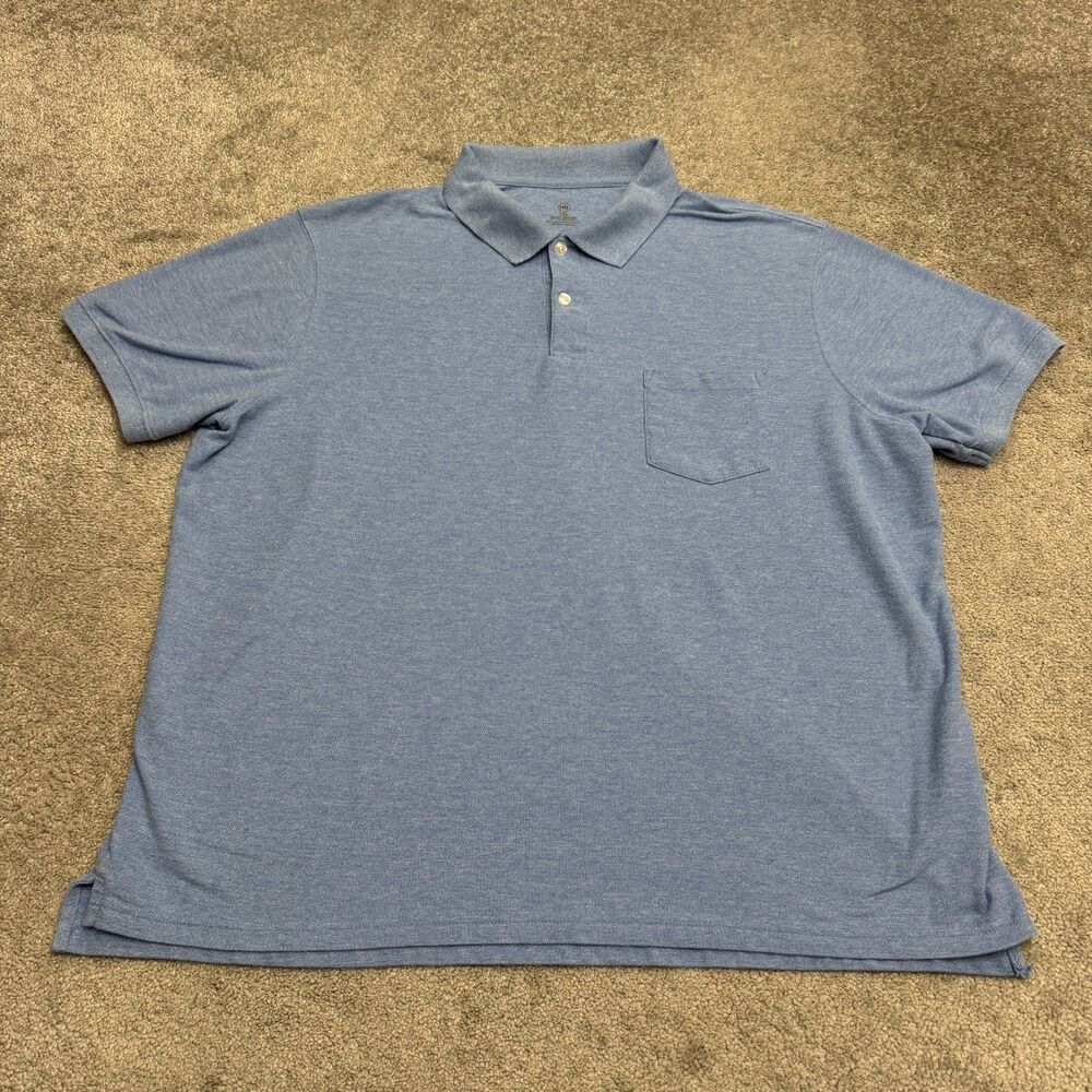 Harbor Bay HB Polo Shirt Mens 3XL Heather Marled Blue Short Sleeve Pocket Top